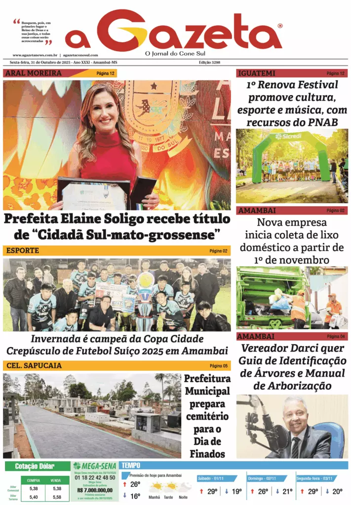 Jornal A Gazeta – Edição de 31 de outubro de 2025