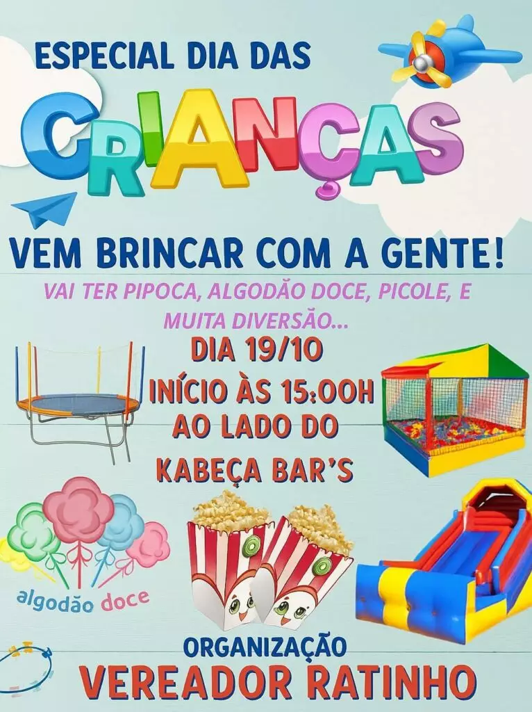 Tacuru: Vereador Ratinho promove evento especial do Dia das Crianças neste domingo (19) Tacuru: Vereador Ratinho promove evento especial do Dia das Crianças neste domingo (19)