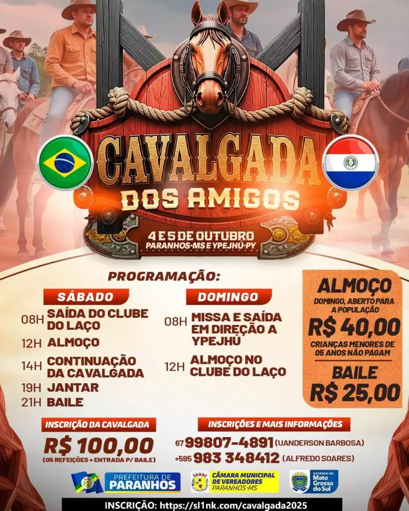 Cavalgada dos Amigos vai reunir famílias brasileiras e paraguaias neste final de semana em Paranhos e Ypejhú