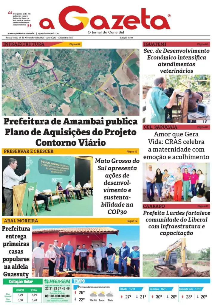 Jornal A Gazeta – Edição de 14 de novembro de 2025