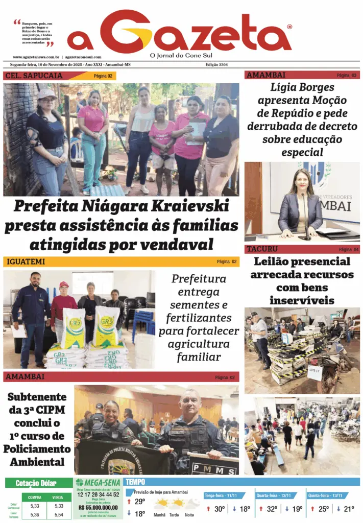 Jornal A Gazeta – Edição de 10 de novembro de 2025