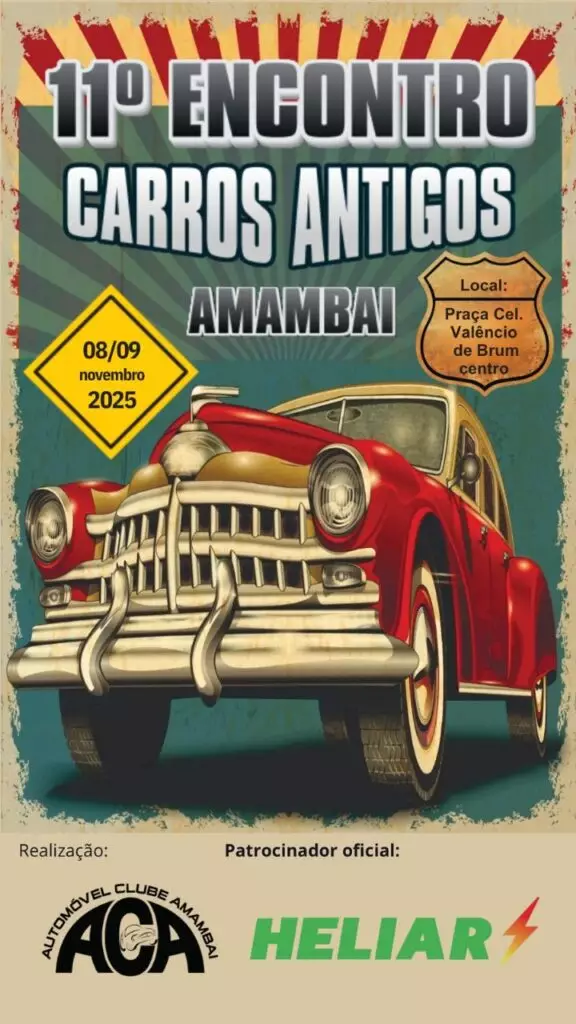 11º Encontro de Carros Antigos acontece nos dias 8 e 9 de novembro em Amambai