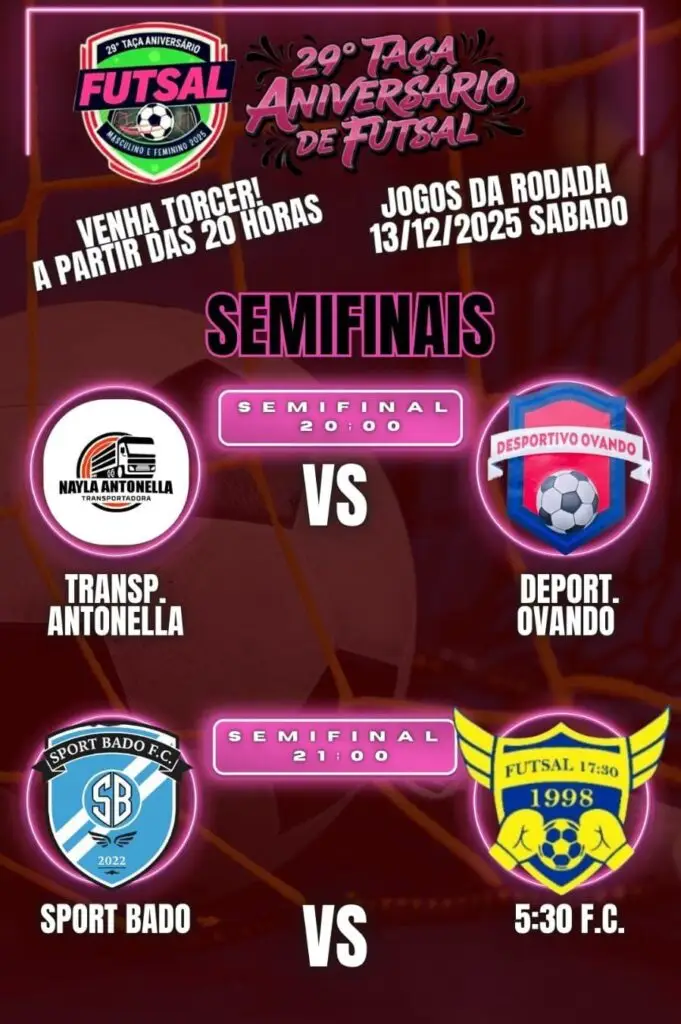 Taça Aniversário de Futsal define finalistas de 2025 hoje em Coronel Sapucaia Taça Aniversário de Futsal define finalistas de 2025 hoje em Coronel Sapucaia