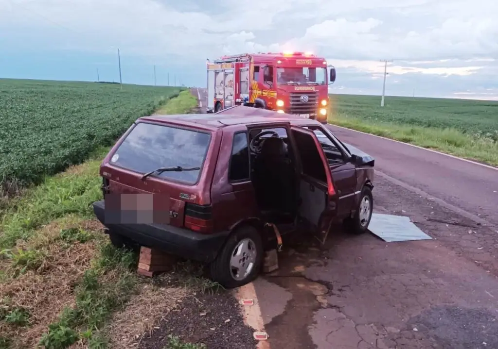 Bombeiros socorrem vitima de acidente em Amambai