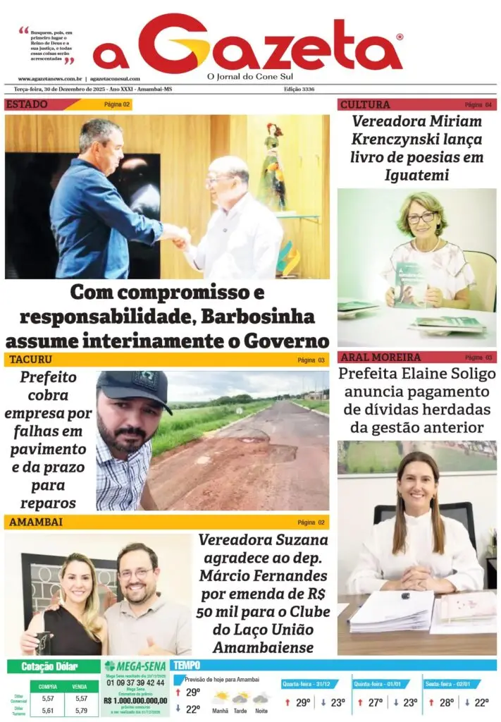 Jornal A Gazeta – Edição de 30 de dezembro de 2025