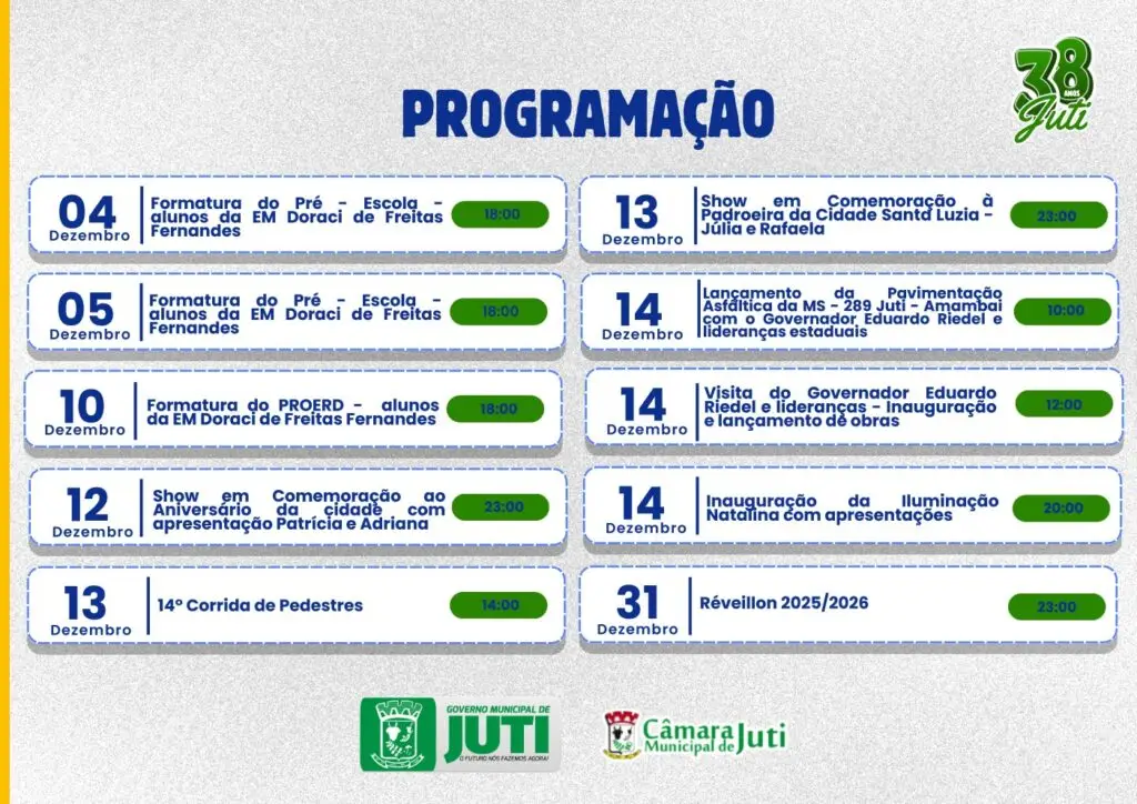 Juti celebra 38 anos de emancipação com programação especial Juti celebra 38 anos de emancipação com programação especial