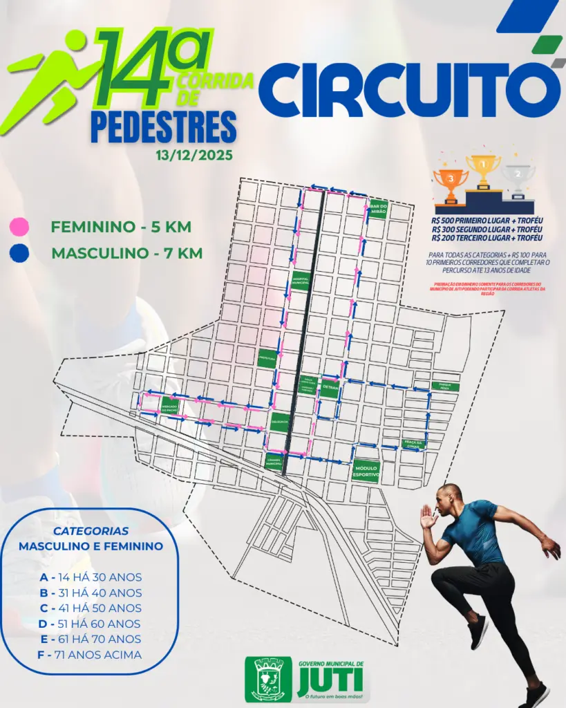 Prefeitura de Juti divulga circuito da 14ª Corrida de Pedestres