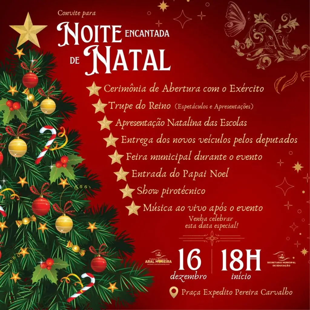 Prefeita de Aral Moreira convida população para a Noite Encantada de Natal nesta terça (16)