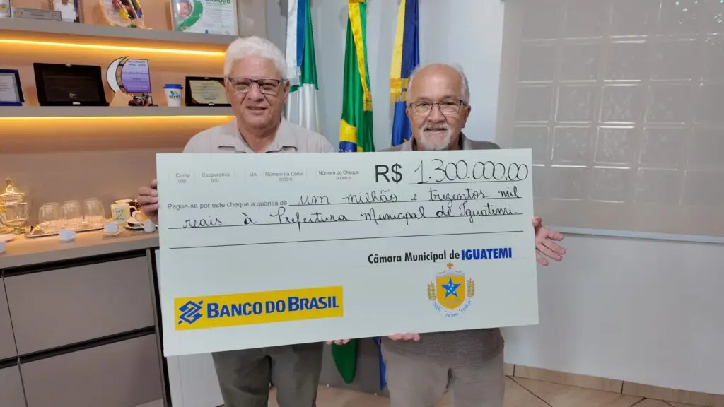 Câmara de Iguatemi antecipa devolução do duodécimo e retorna R$ 1,3 milhão para a Prefeitura