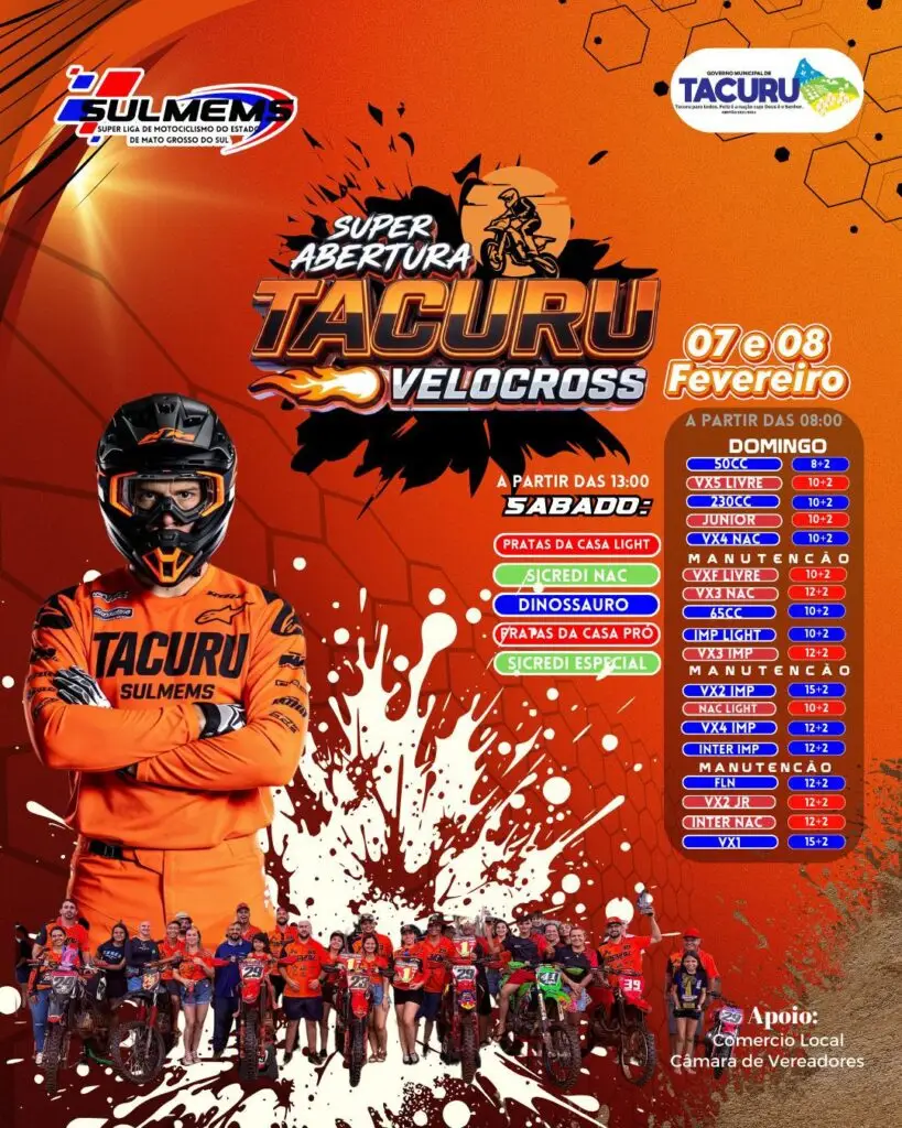 Tacuru será a capital do motociclismo de MS dias 7 e 8 de fevereiro