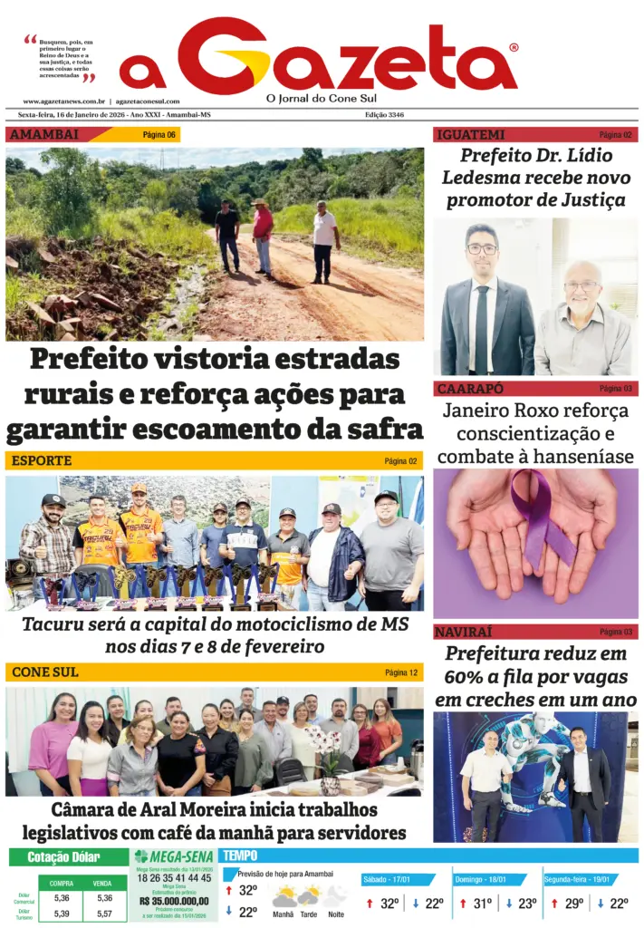 Jornal A Gazeta – Edição de 16 de janeiro de 2026
