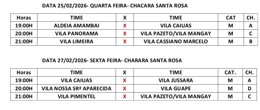 Intervilas de Suíço segue hoje com mais três partidas em Amambai