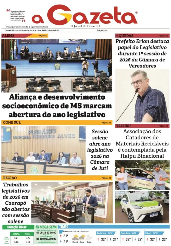 Jornal A Gazeta – Edição de 04 de fevereiro de 2026