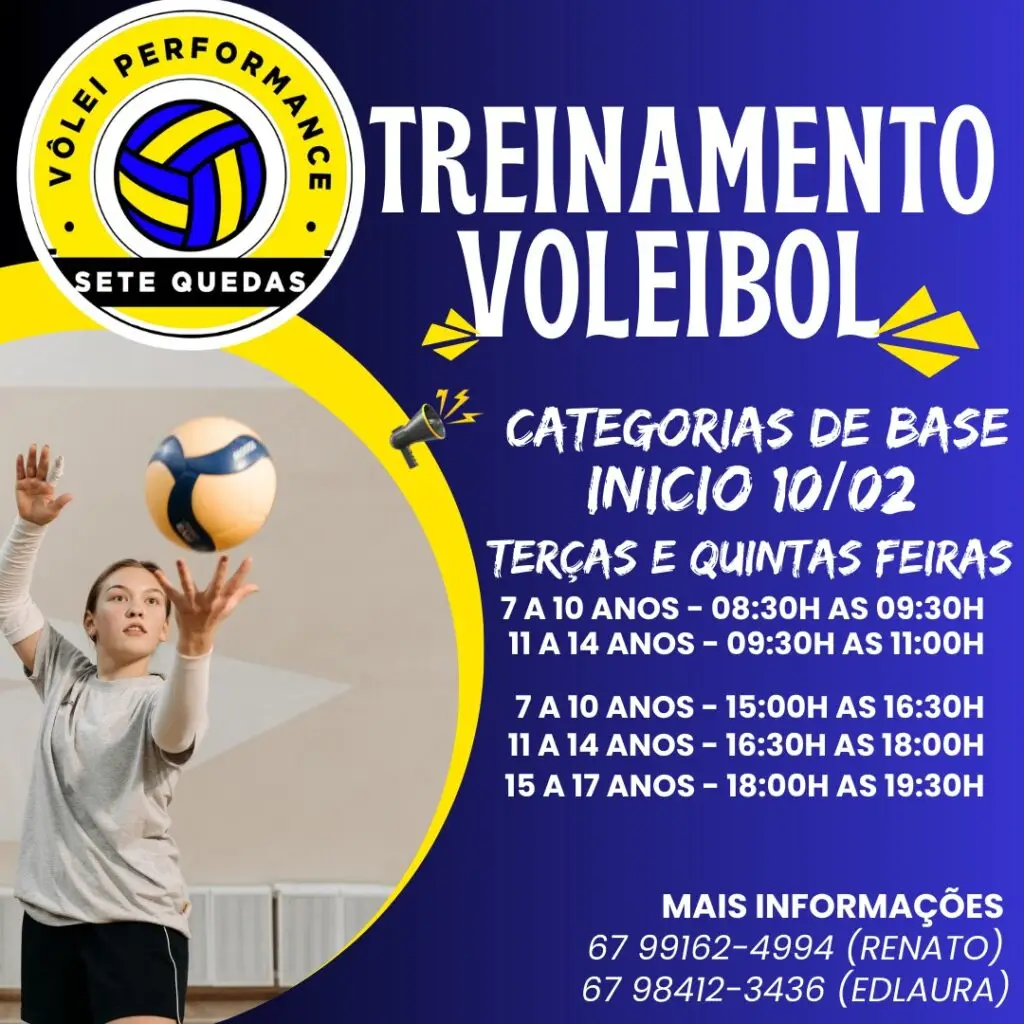 Vôlei Performance inicia treinamentos para crianças e adolescentes a partir do dia 10 em Sete Quedas