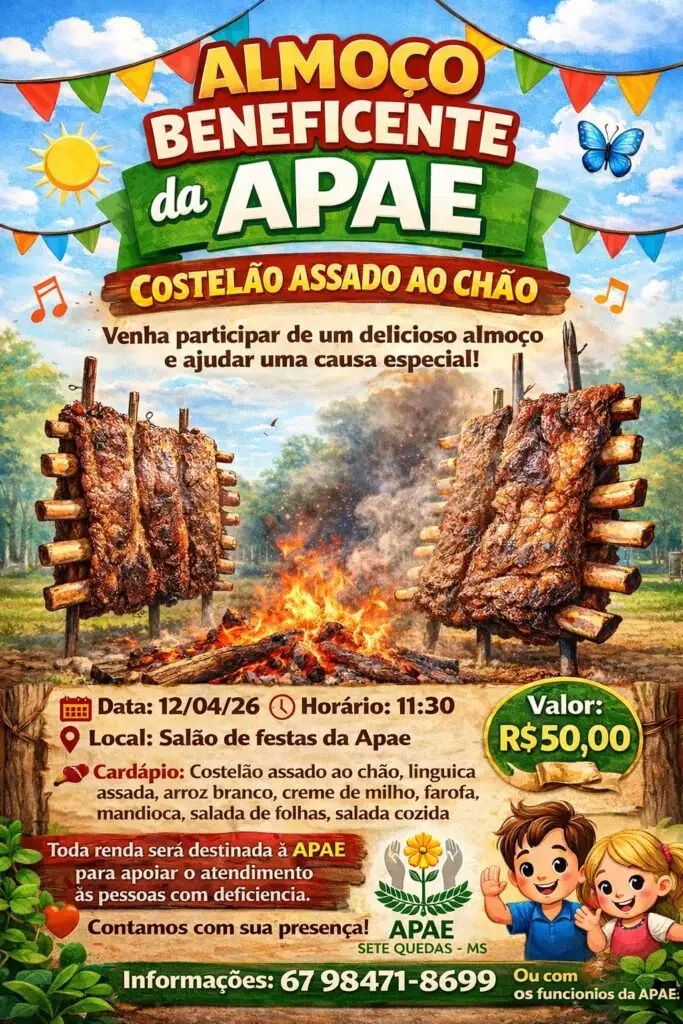 APAE de Sete Quedas promove almoço beneficente neste domingo (12)