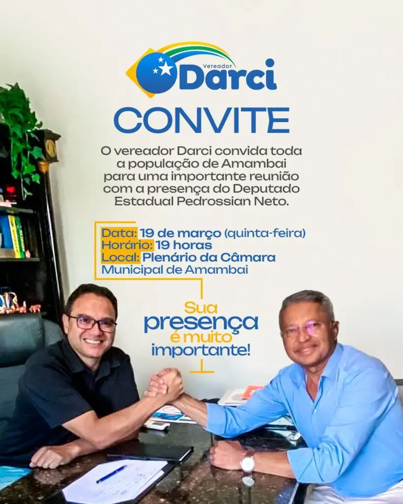 Vereador Darci recepciona deputado Pedrossian Neto nesta quinta-feira em Amambai