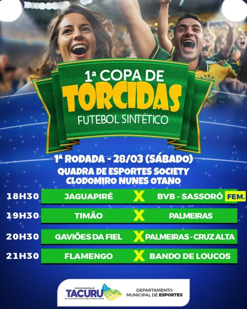 Quatro jogos abrem hoje a Copa de Torcidas em Tacuru