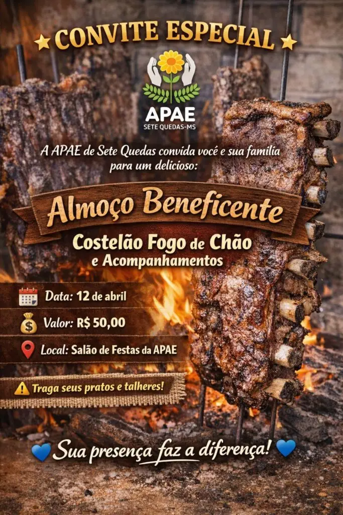 APAE de Sete Quedas promove almoço beneficente neste domingo (12)