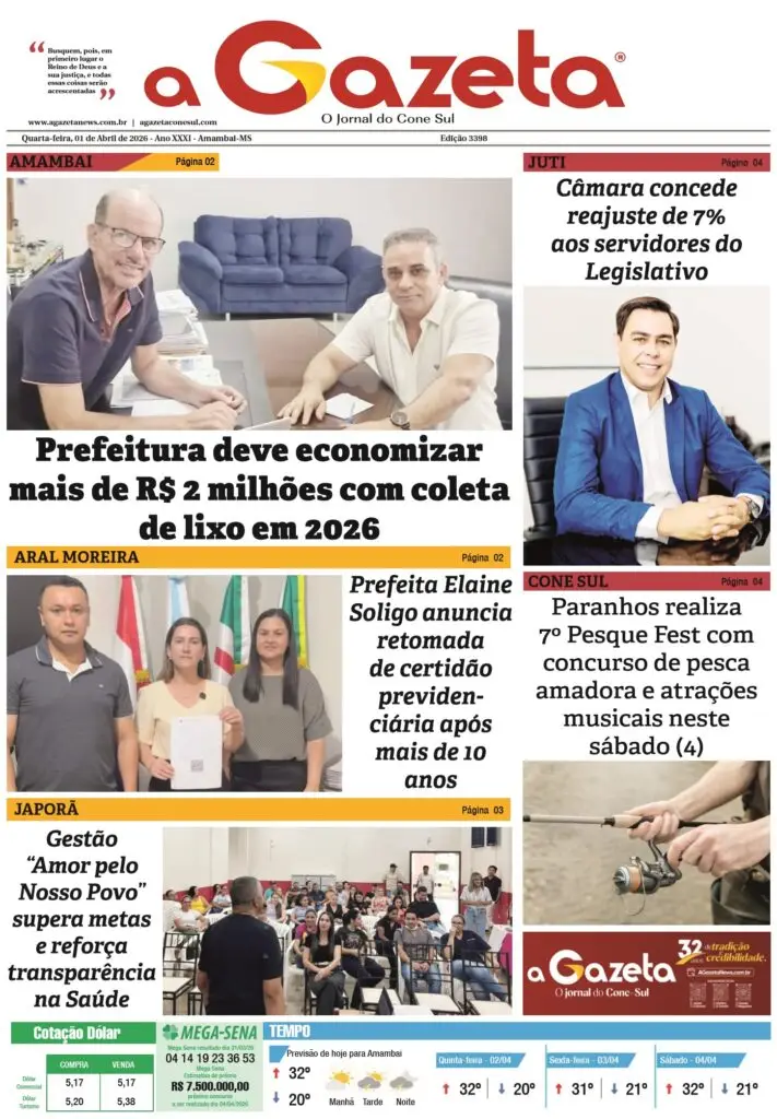 Jornal A Gazeta – Edição de 1º de abril de 2026