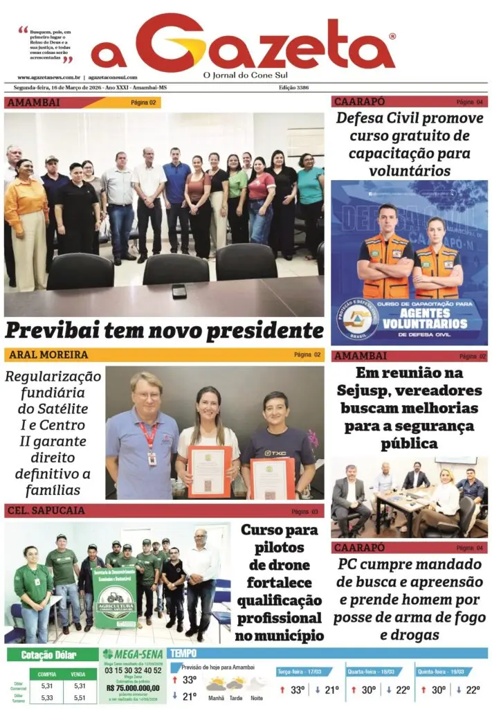 Jornal A Gazeta – Edição de 16 de março de 2026