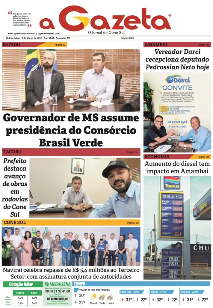 Jornal A Gazeta – Edição de 19 de março de 2026