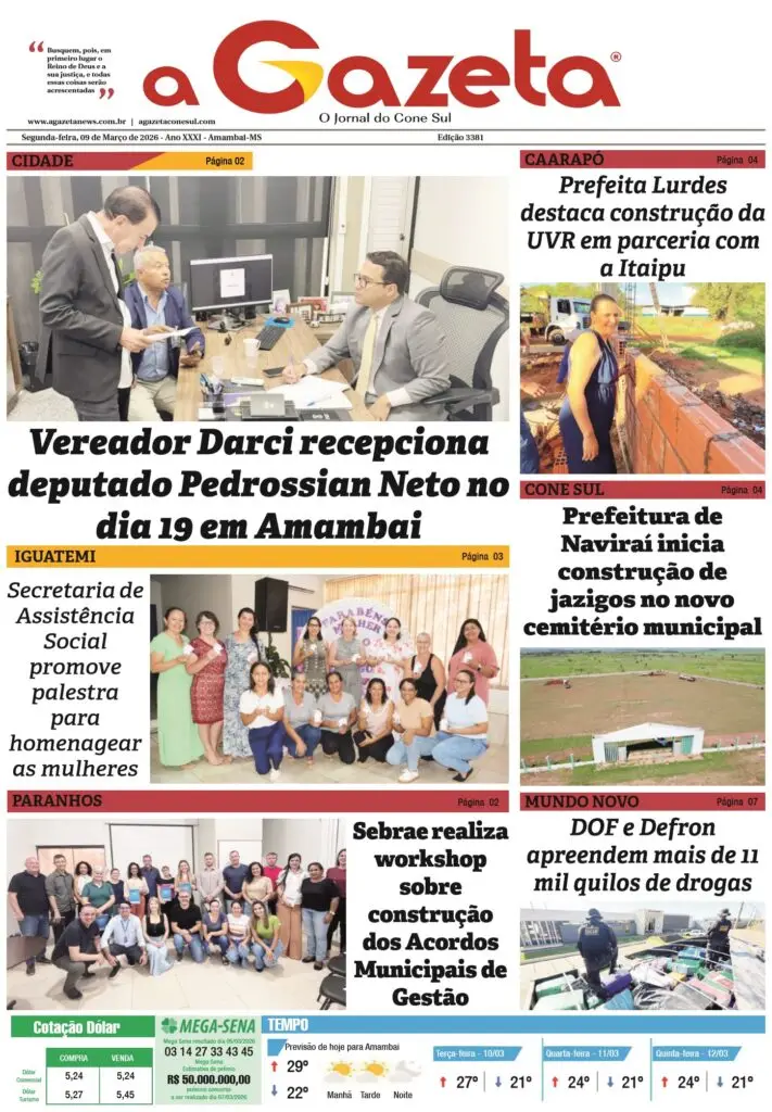 Jornal A Gazeta – Edição de 09 de março de 2026