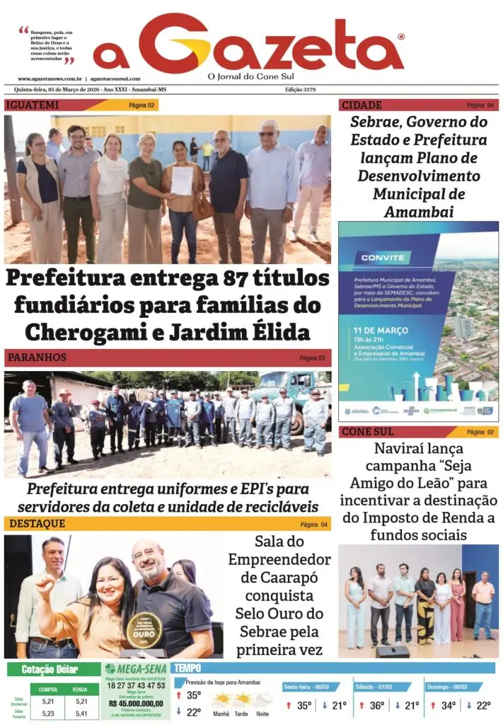 Jornal A Gazeta – Edição de 05 de março de 2026