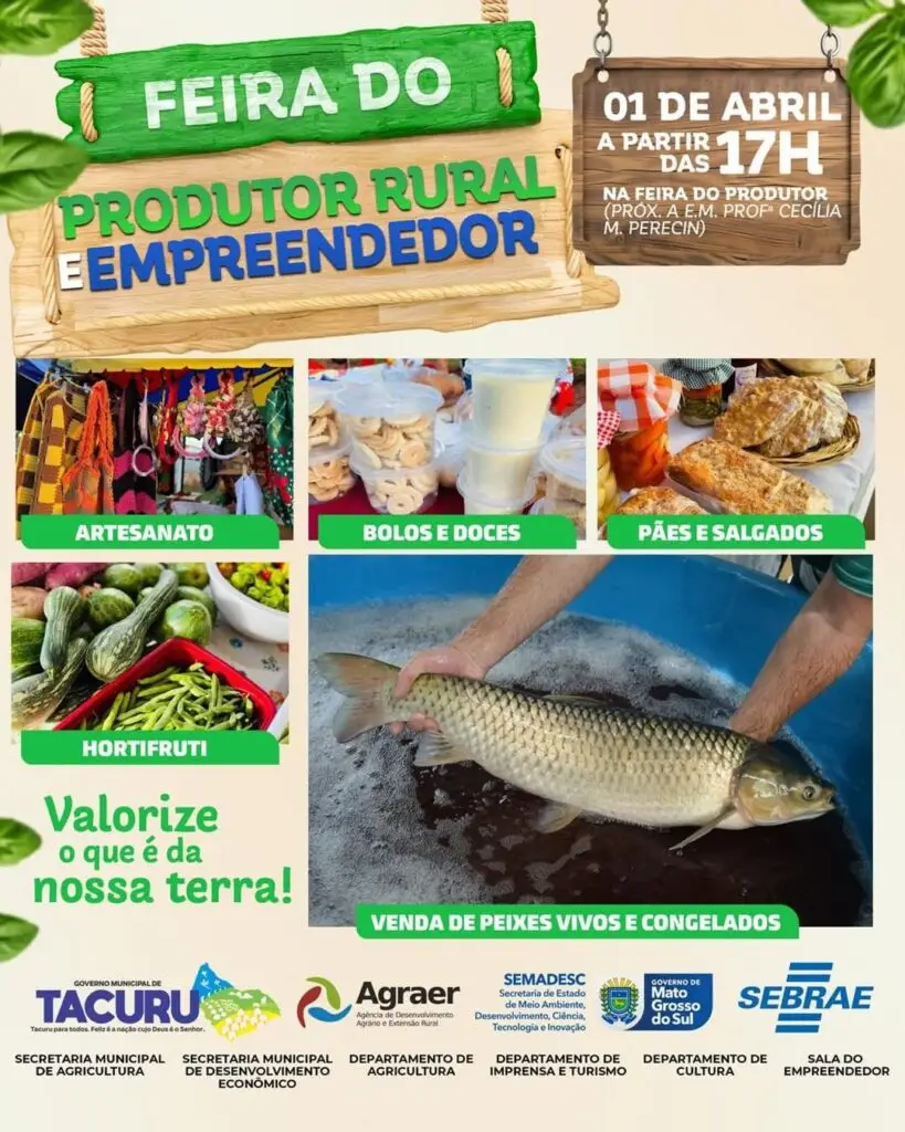 Feira do Produtor Rural e Empreendedor acontece em Tacuru no dia 1º de abril