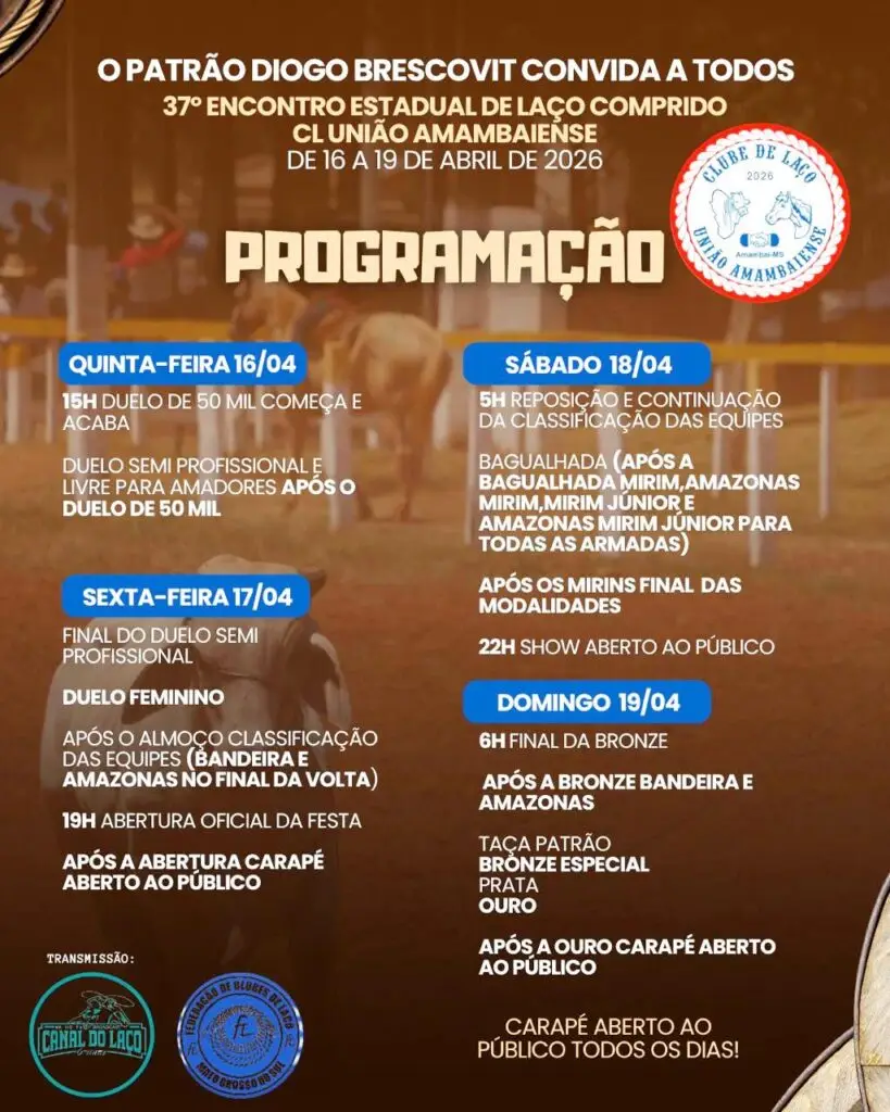 Amambai se tornará neste final da semana a capital do laço comprido de Mato Grosso do Sul