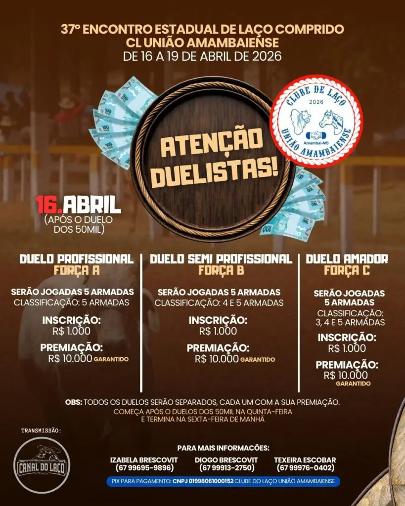 Amambai se tornará neste final da semana a capital do laço comprido de Mato Grosso do Sul