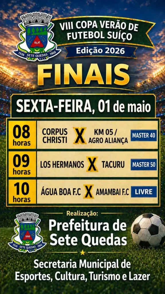 Sete Quedas define nesta sexta-feira Dia do Trabalhador os campeões da Copa Verão de Suíço 2026