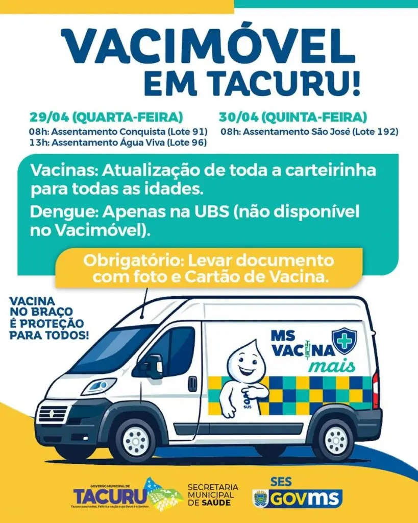 Vacimóvel percorre assentamentos e amplia acesso à vacinação a partir desta quarta-feira (29) em Tacuru