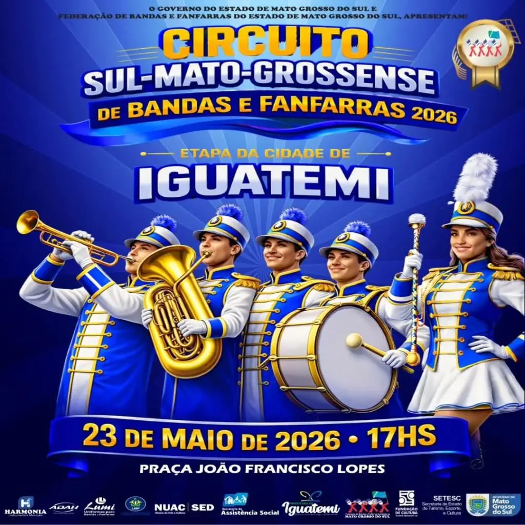 Iguatemi sediará a 1ª etapa do Circuito Sul-Mato-Grossense de Bandas e Fanfarras 2026