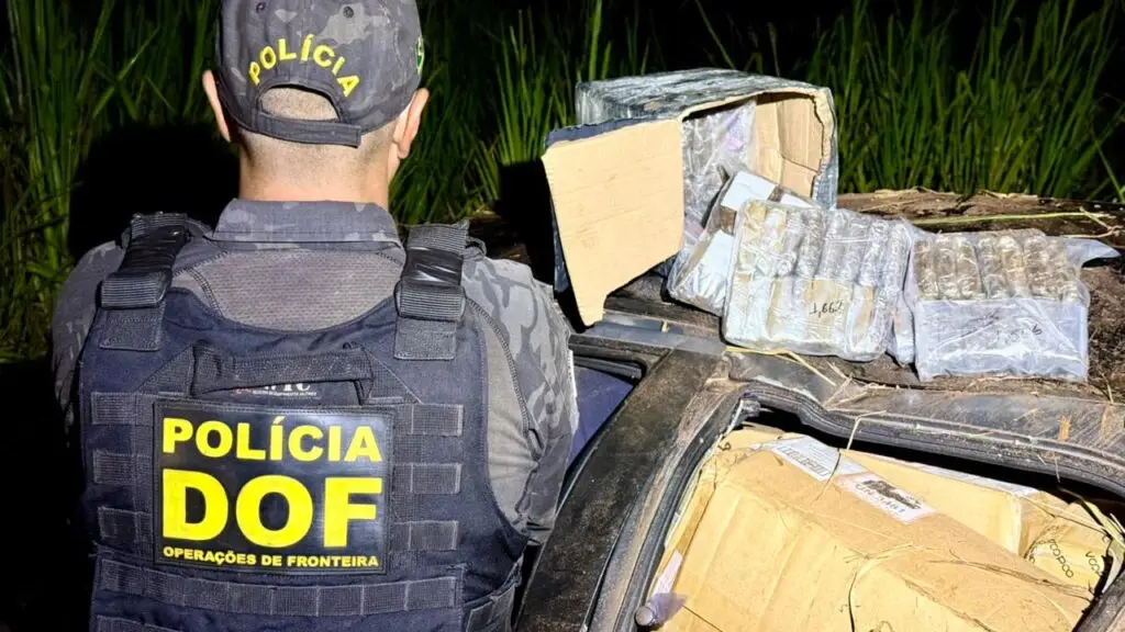 DOF apreende drogas, agrotóxicos e cigarros eletrônicos após perseguição e capotamento em Mundo Novo