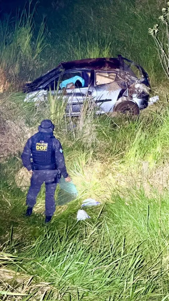 DOF apreende drogas, agrotóxicos e cigarros eletrônicos após perseguição e capotamento em Mundo Novo