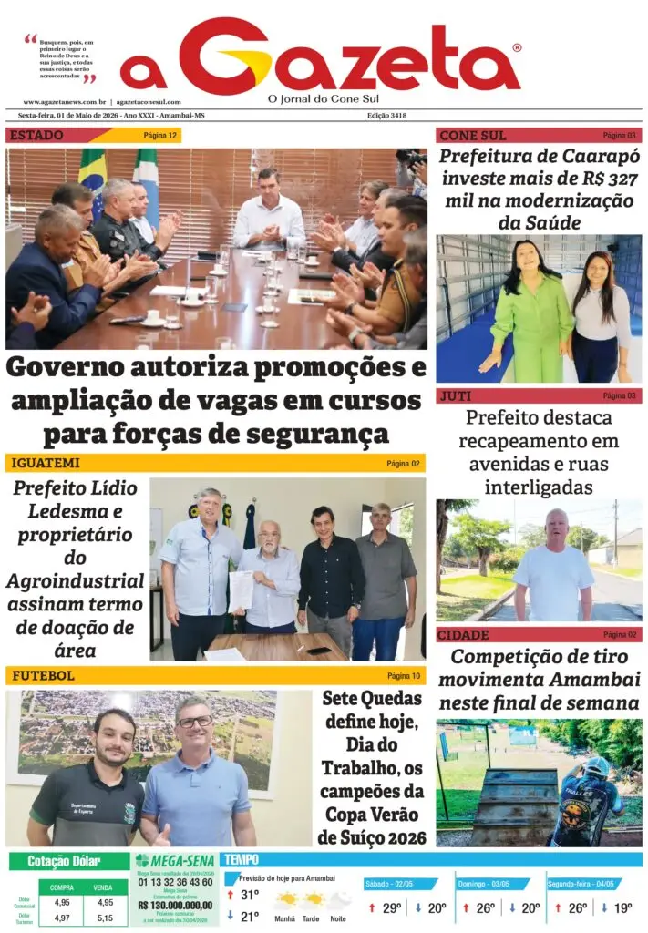 Jornal A Gazeta – Edição de 1º de maio de 2026