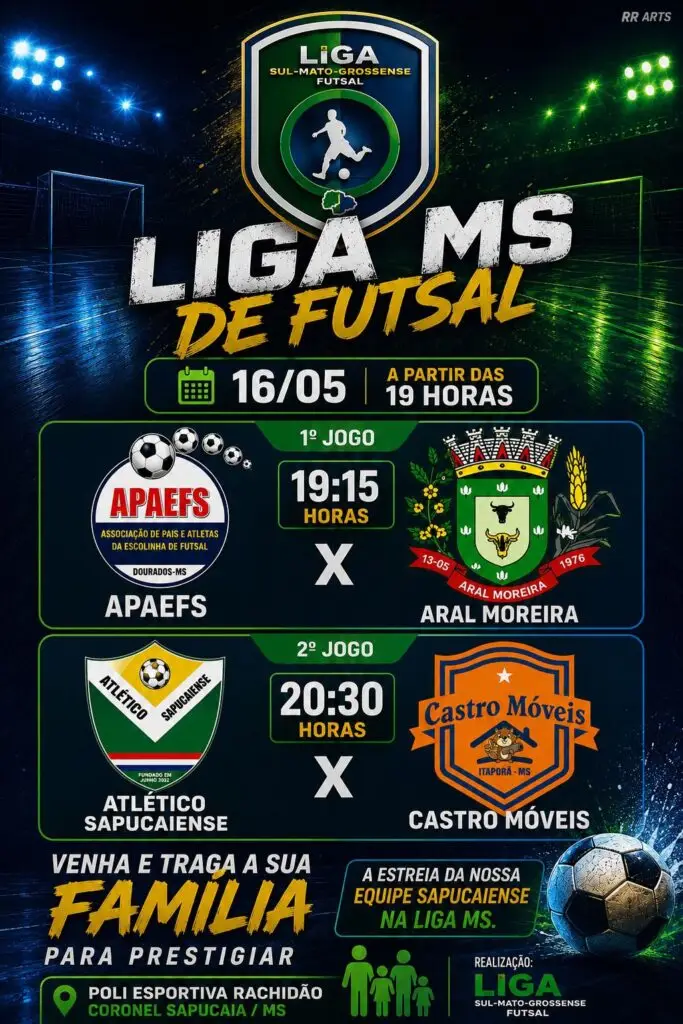 Jogando em casa Atlético Sapucaiense estreia hoje na Liga MS de Futsal 2026