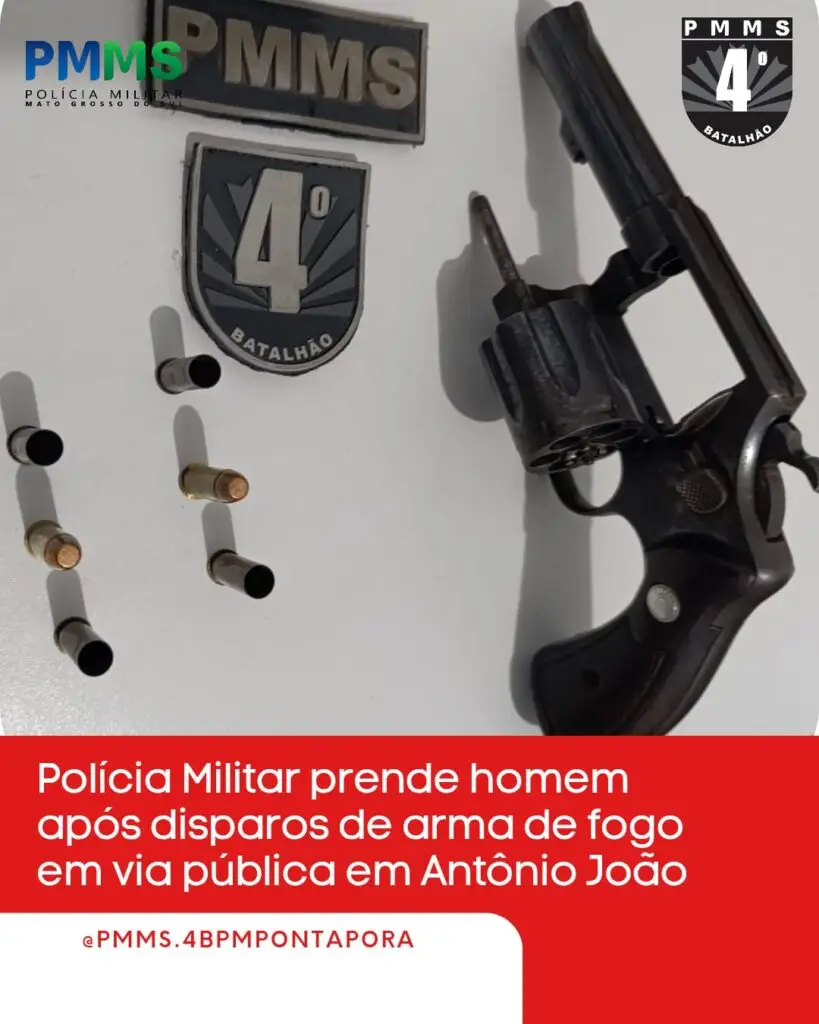 Polícia Militar prende homem após disparos de arma de fogo em via pública em Antônio João