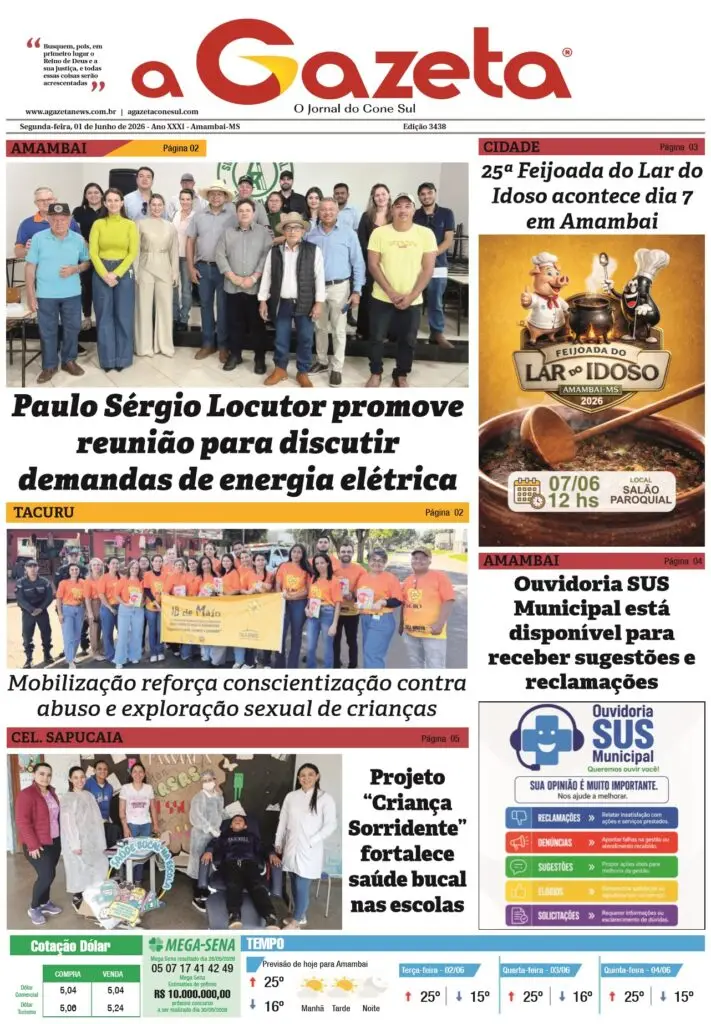 Jornal A Gazeta – Edição de 1º de junho de 2026