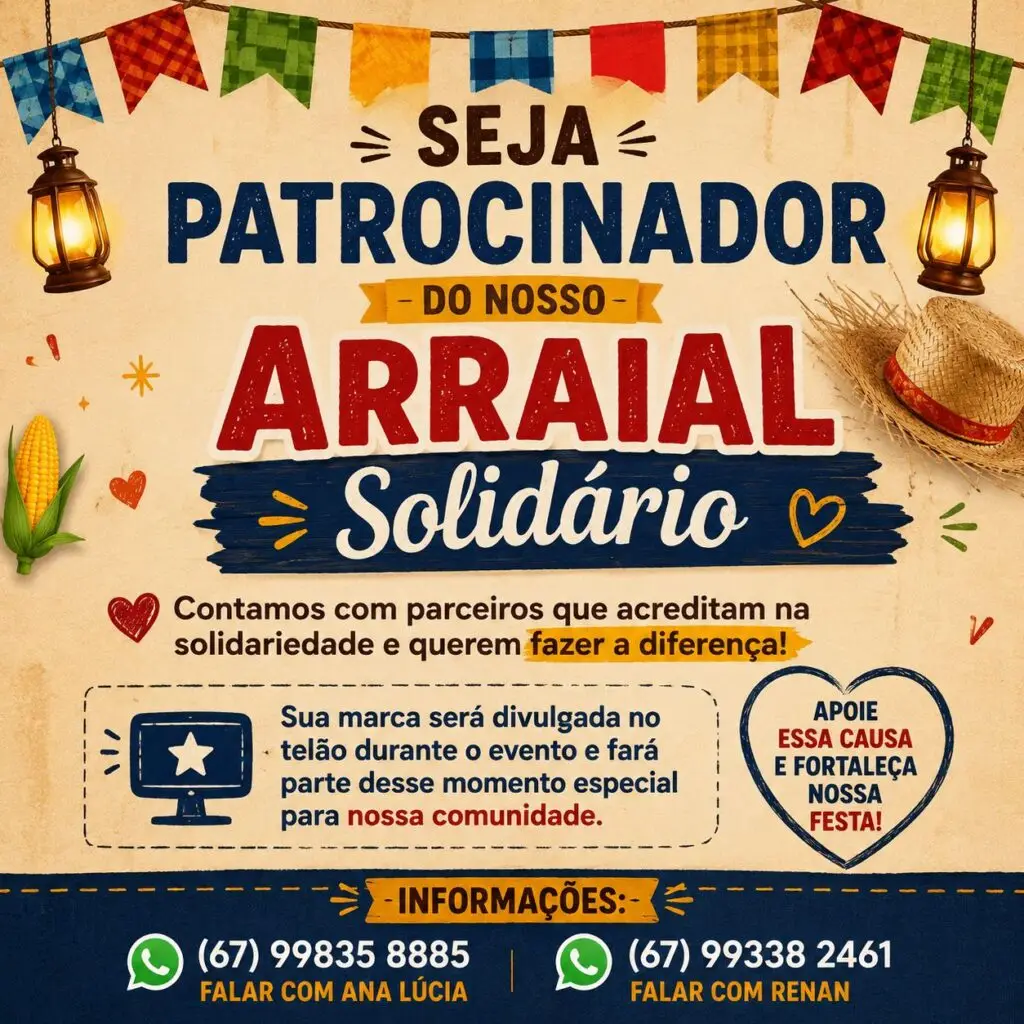 Com foco em solidariedade e programação para a família, Arraiá Beneficente acontece no dia 6 de junho em Amambai Com foco em solidariedade e programação para a família, Arraiá Beneficente acontece no dia 6 de junho em Amambai