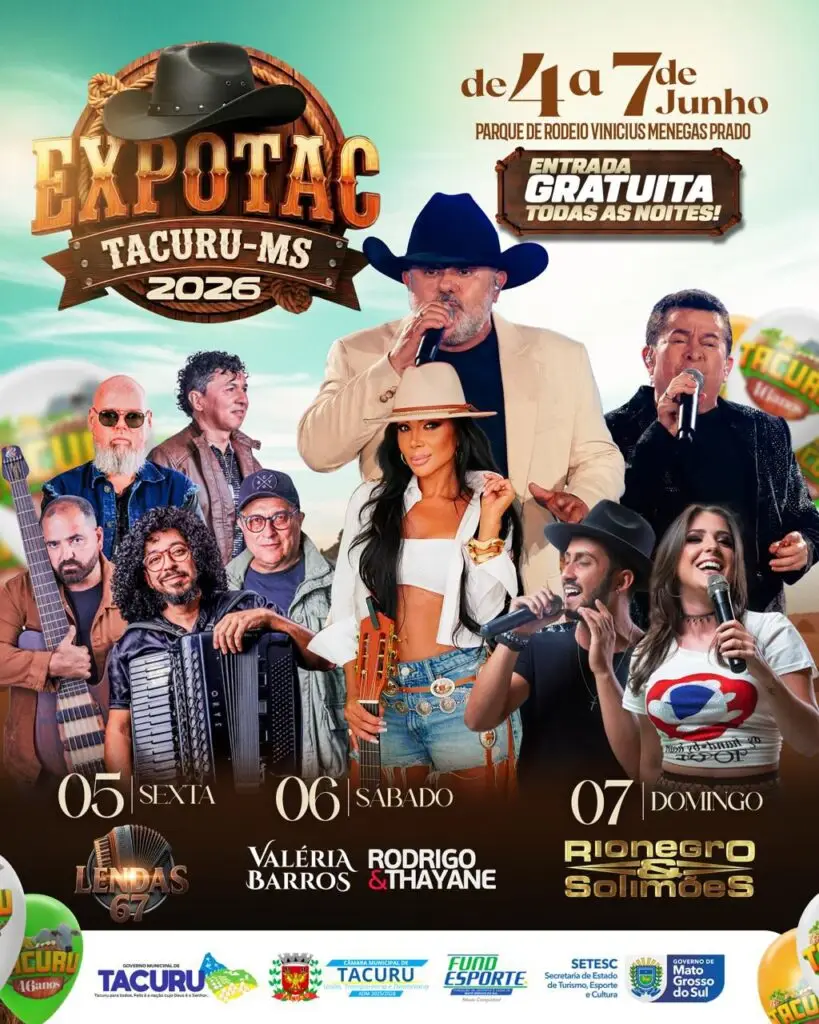 Com show de Rio Negro & Solimões, laço, rodeio e Prova dos Três Tambores Expotac 2026 acontece desta quinta a domingo em Tacuru