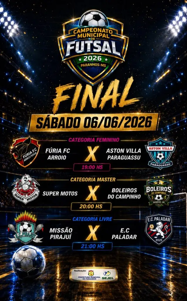 Paranhos define hoje os campeões do Municipal de Futsal 2026 Paranhos define hoje os campeões do Municipal de Futsal 2026