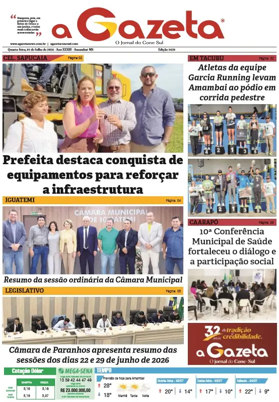 Jornal A Gazeta – Edição de 01 de julho de 2026