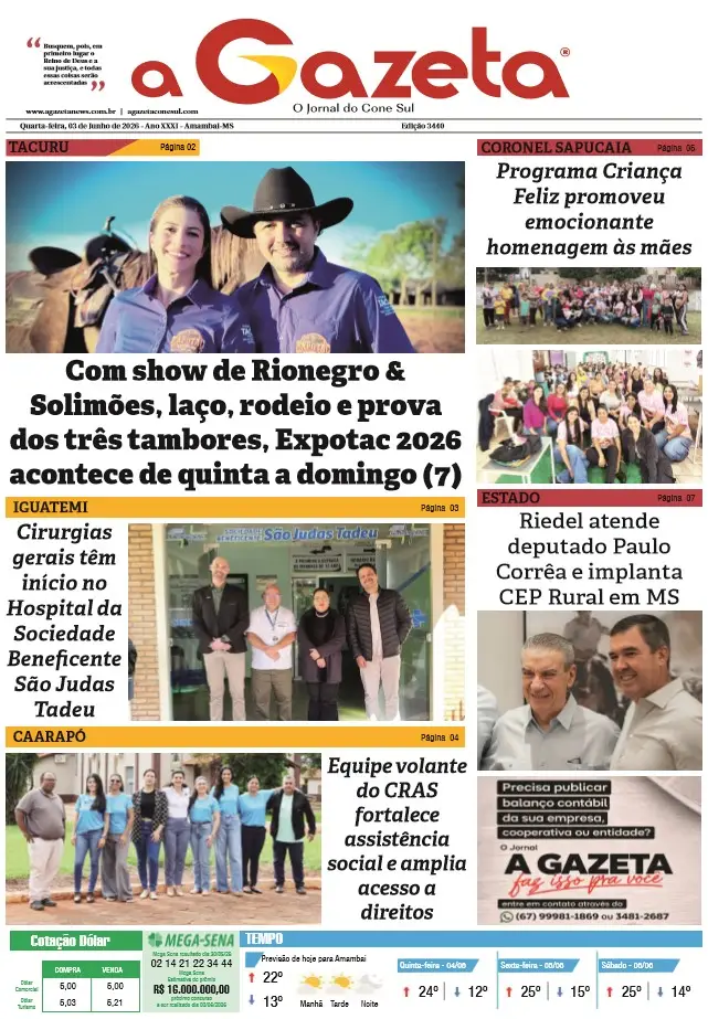 Jornal A Gazeta – Edição de 03 de junho de 2026