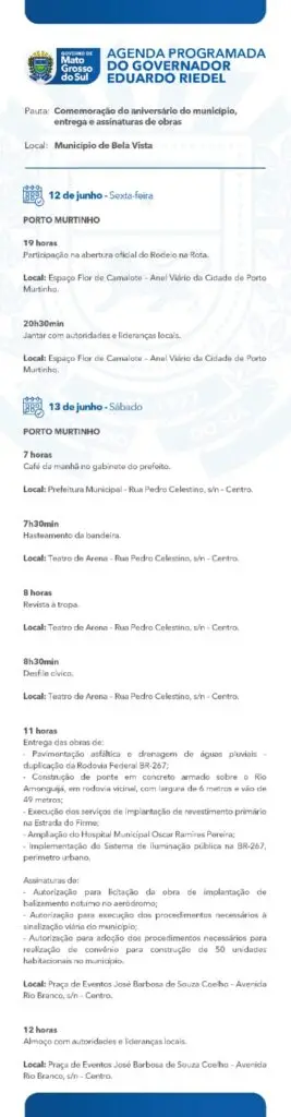 Ao lado da prefeita Lurdes, governador Eduardo Riedel entrega obras nesta quinta em Caarapó Ao lado da prefeita Lurdes, governador Eduardo Riedel entrega obras nesta quinta em Caarapó