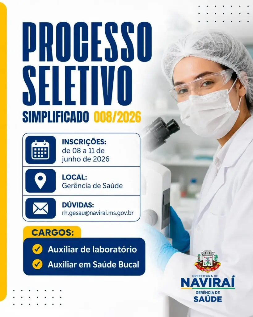 Prefeitura de Naviraí Abre Inscrições para Processo Seletivo na Área da Saúde Prefeitura de Naviraí Abre Inscrições para Processo Seletivo na Área da Saúde
