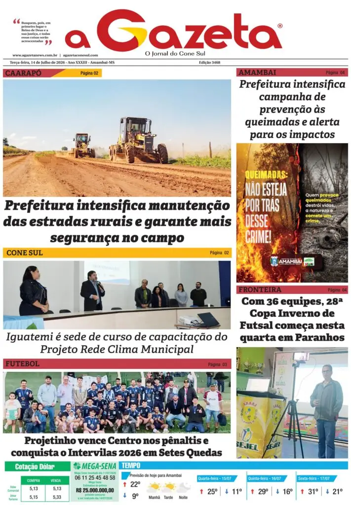 Jornal A Gazeta – Edição de 14 de julho de 2026