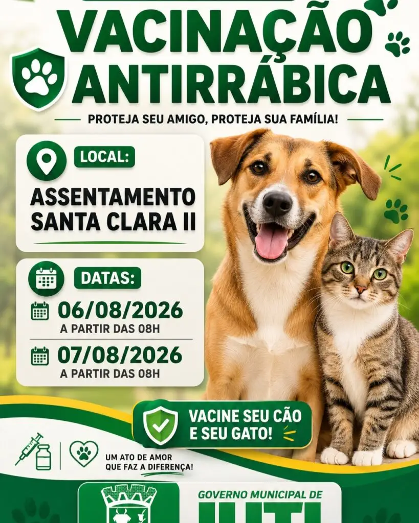 Prefeitura de Juti divulga cronograma da campanha de vacinação antirrábica para cães e gatos Prefeitura de Juti divulga cronograma da campanha de vacinação antirrábica para cães e gatos
