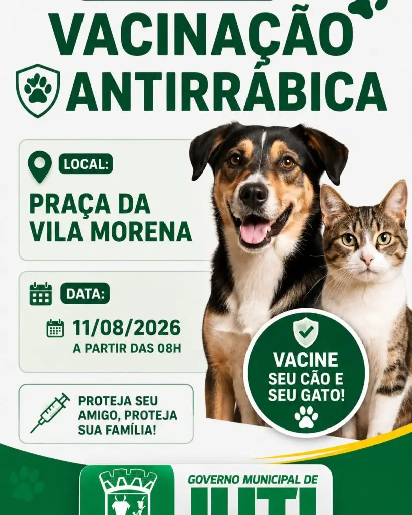 Prefeitura de Juti divulga cronograma da campanha de vacinação antirrábica para cães e gatos Prefeitura de Juti divulga cronograma da campanha de vacinação antirrábica para cães e gatos