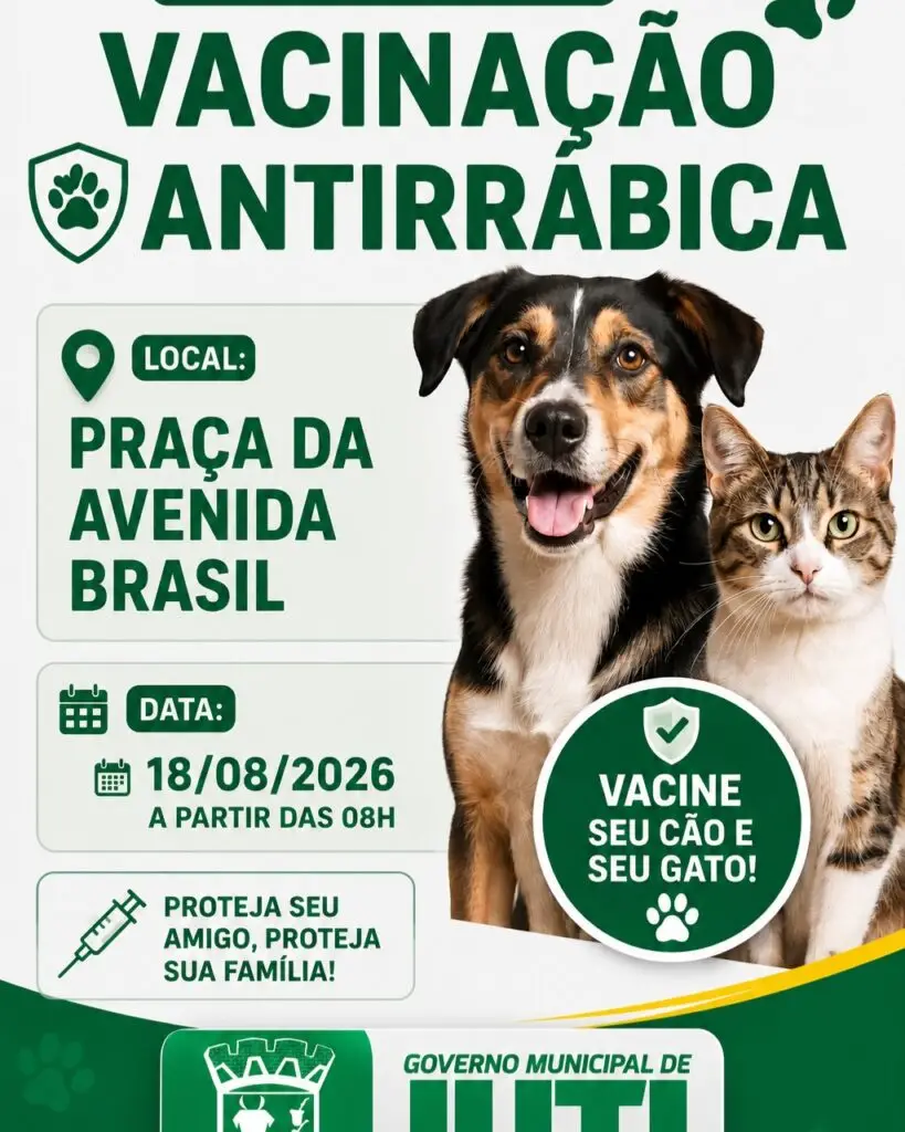 Prefeitura de Juti divulga cronograma da campanha de vacinação antirrábica para cães e gatos Prefeitura de Juti divulga cronograma da campanha de vacinação antirrábica para cães e gatos